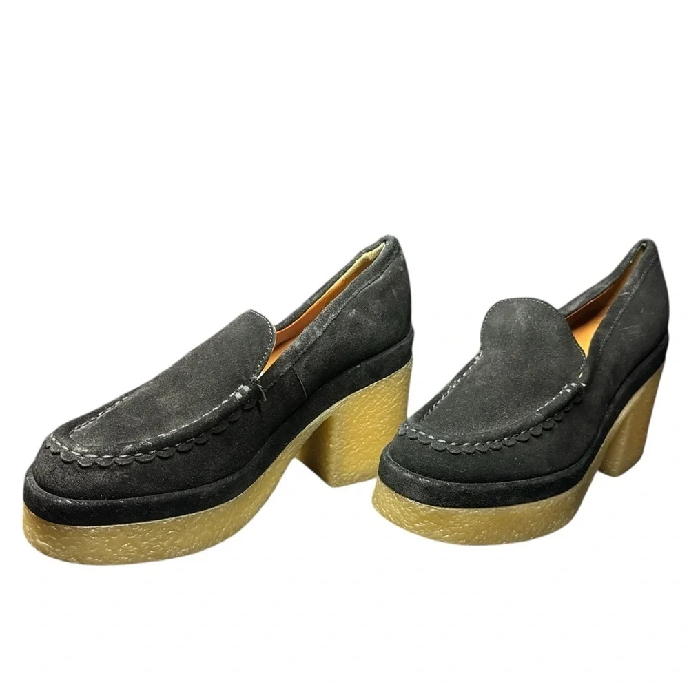 Stylish Black Suede Women's Platform Loafers